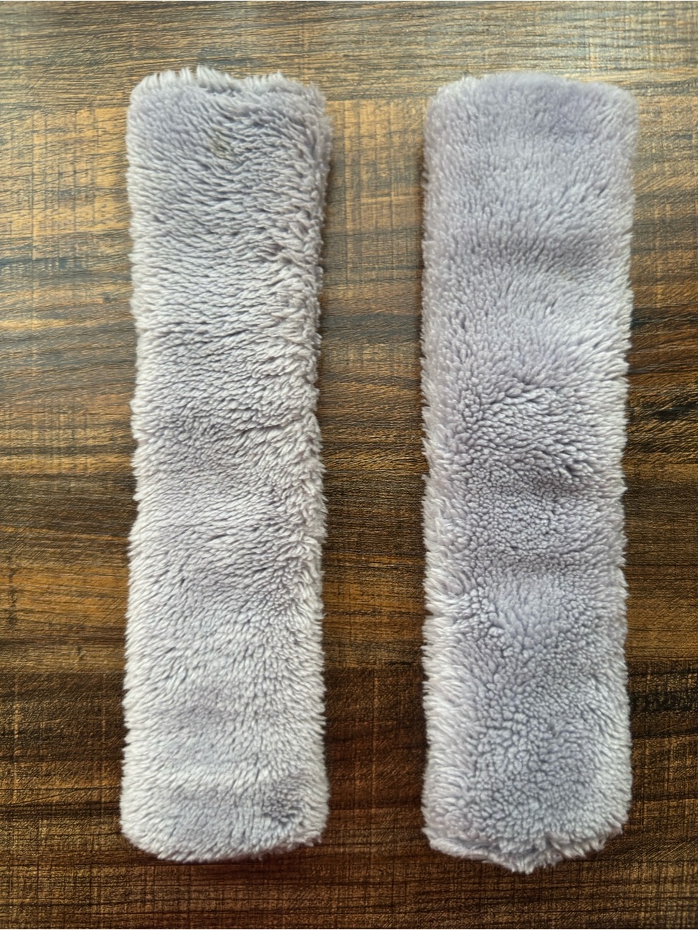 Soft Gray Plush Car Seat Belt Cover Pads Shoulder Cushion Set Of 2